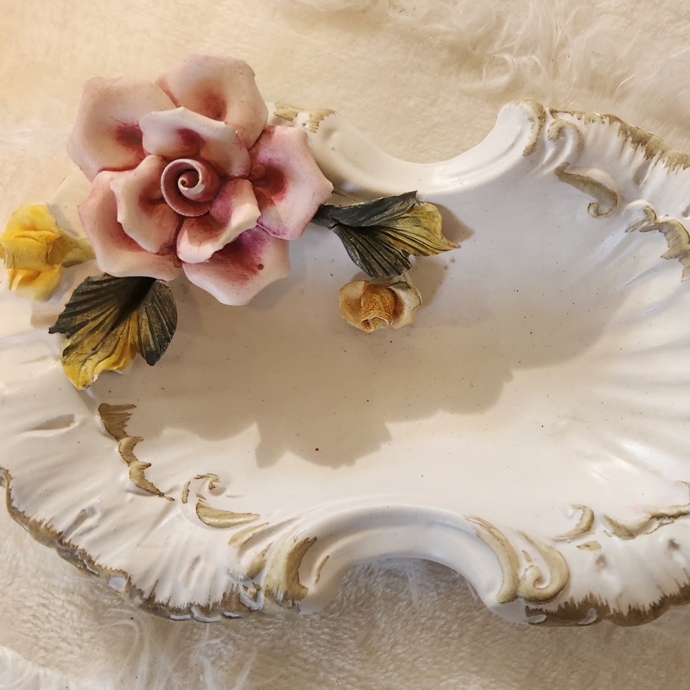German handcrafted vintage porcelain dish with stamp